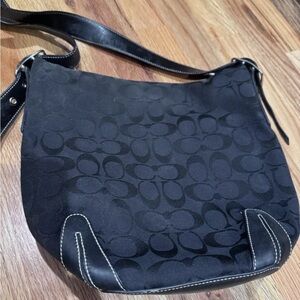 Coach Black Bucket Signature Shoulder Bag M055-6076 Authentic